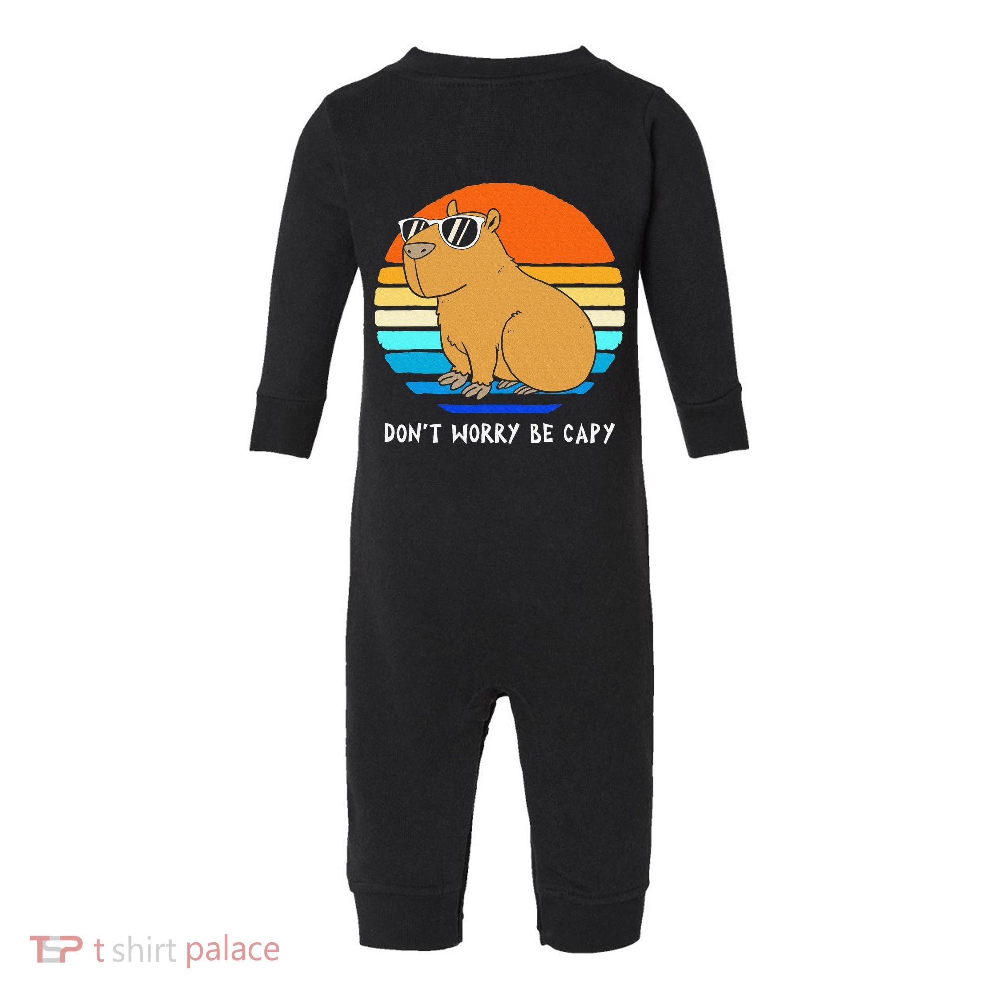 Retro Rodent Funny Capybara Dont Be Worry Be Capy Infant Fleece One Piece