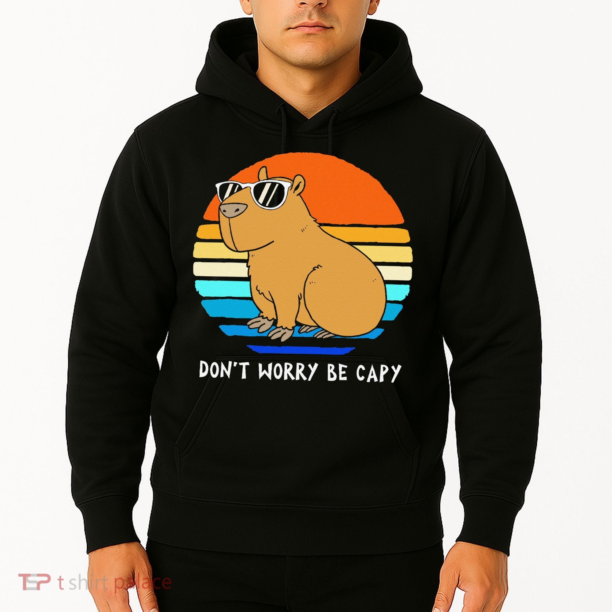 Retro Rodent Funny Capybara Dont Be Worry Be Capy Hoodie