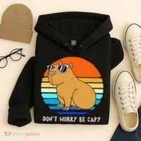Retro Rodent Funny Capybara Dont Be Worry Be Capy Hoodie thumb 4