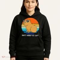 Retro Rodent Funny Capybara Dont Be Worry Be Capy Hoodie thumb 5
