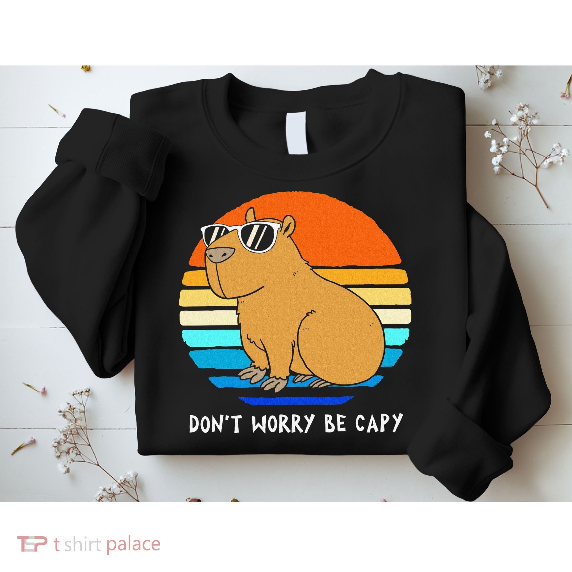 Retro Rodent Funny Capybara Dont Be Worry Be Capy Sweatshirt