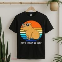 Retro Rodent Funny Capybara Dont Be Worry Be Capy T-Shirt thumb 2