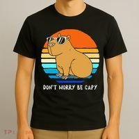 Retro Rodent Funny Capybara Dont Be Worry Be Capy T-Shirt thumb 3
