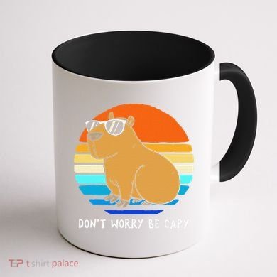 Retro Rodent Funny Capybara Dont Be Worry Be Capy Coffee Mug back