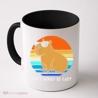Retro Rodent Funny Capybara Dont Be Worry Be Capy Coffee Mug thumb 0