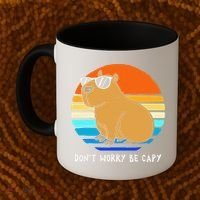 Retro Rodent Funny Capybara Dont Be Worry Be Capy Coffee Mug thumb 2