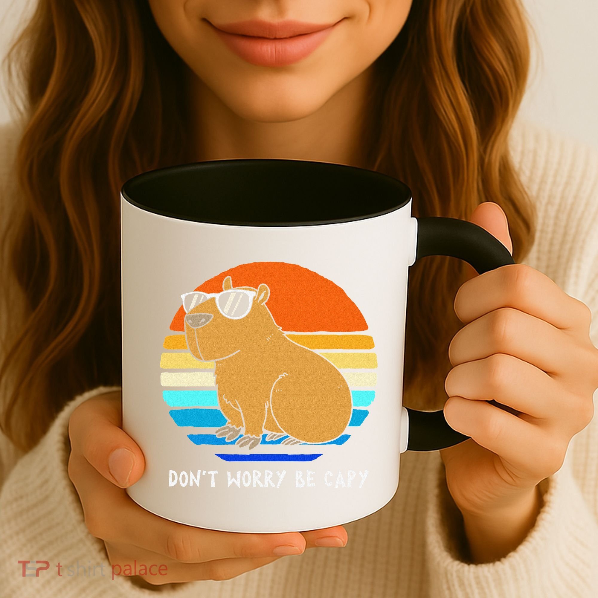 Retro Rodent Funny Capybara Dont Be Worry Be Capy Coffee Mug