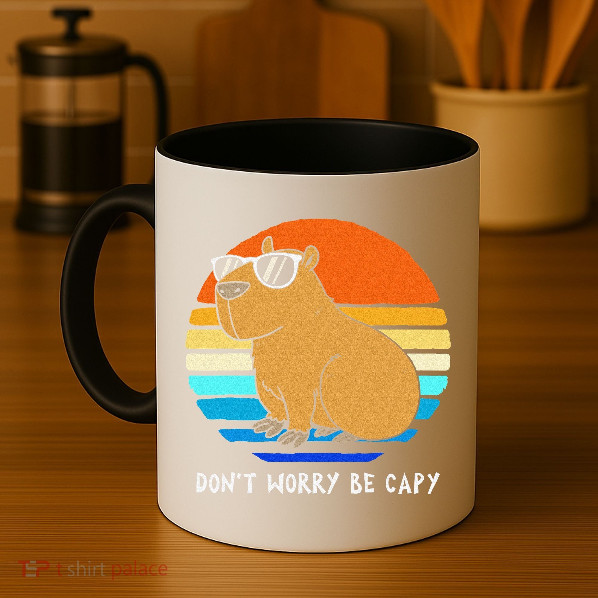Retro Rodent Funny Capybara Dont Be Worry Be Capy Coffee Mug