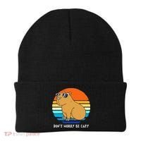 Retro Rodent Funny Capybara Dont Be Worry Be Capy Beanie thumb 0