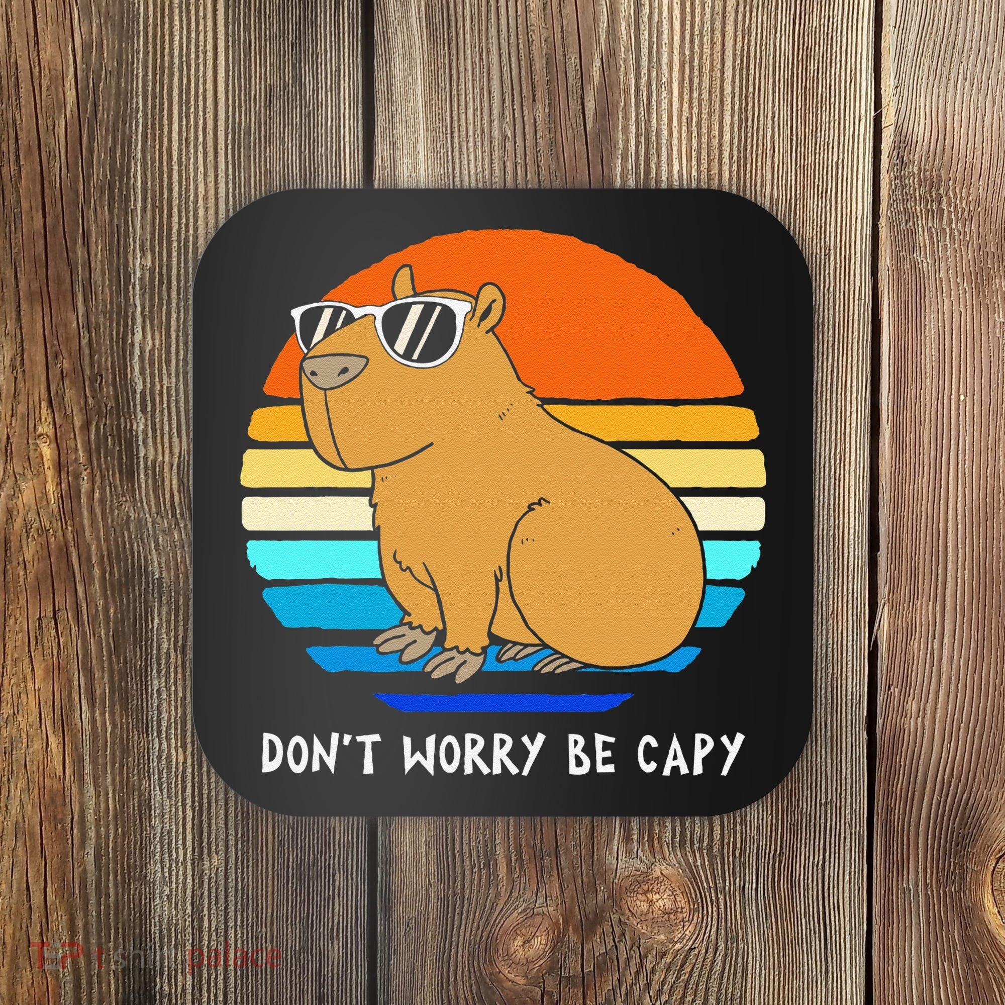 Retro Rodent Funny Capybara Dont Be Worry Be Capy Coaster