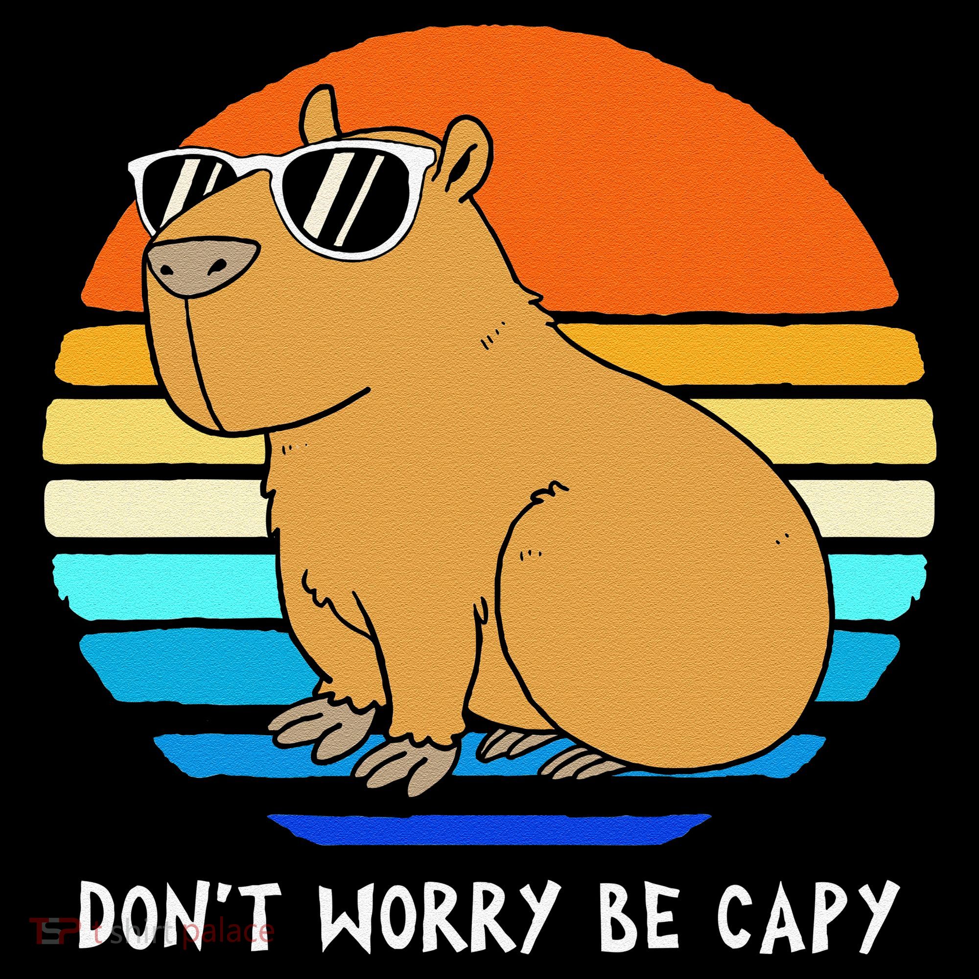 Retro Rodent Funny Capybara Dont Be Worry Be Capy Women's Hoodie