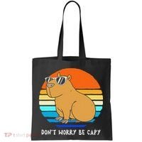 Retro Rodent Funny Capybara Dont Be Worry Be Capy Tote Bag thumb 0
