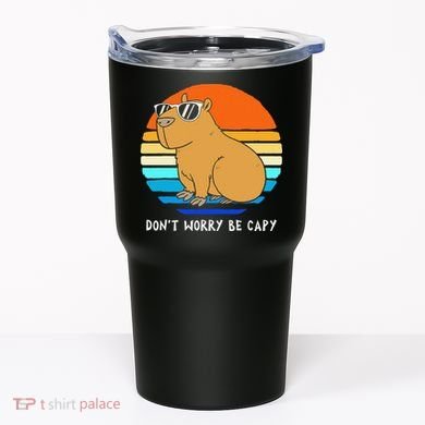 Retro Rodent Funny Capybara Dont Be Worry Be Capy Tumbler