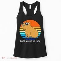 Retro Rodent Funny Capybara Dont Be Worry Be Capy Women's Tank Top thumb 0