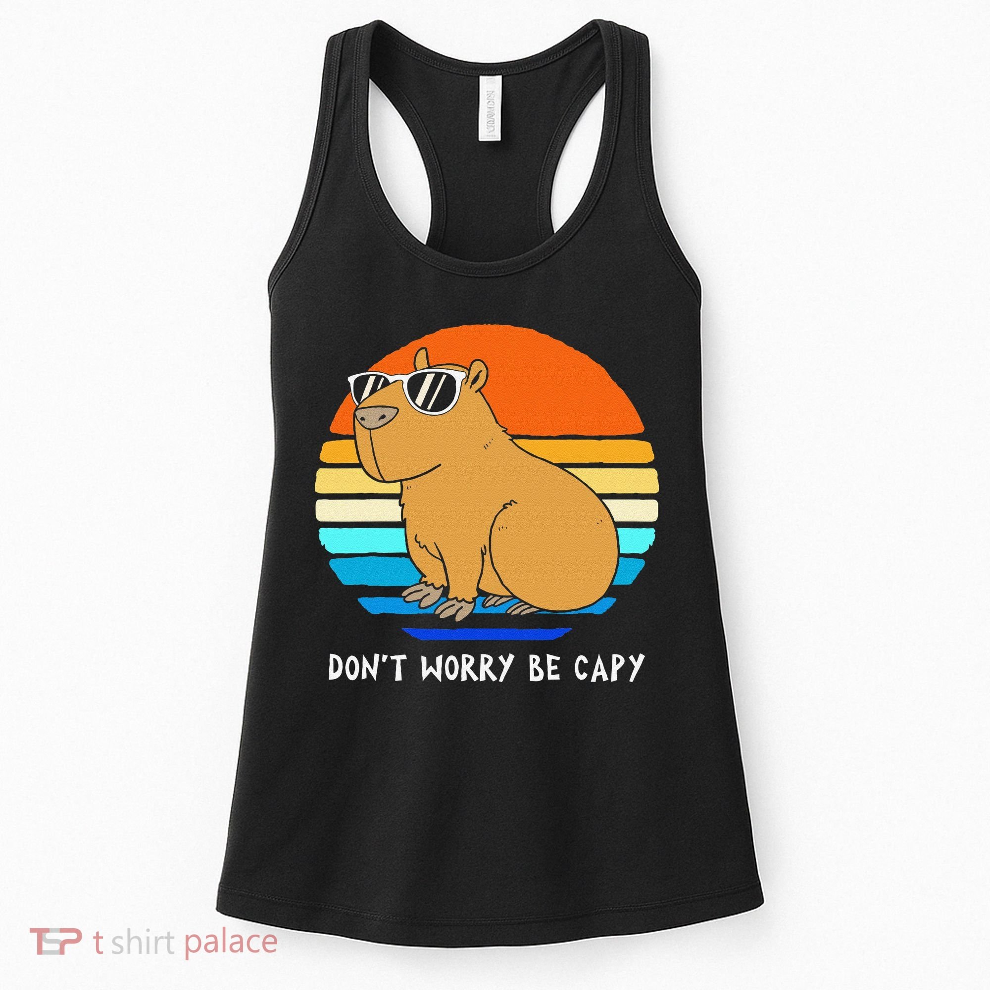 Retro Rodent Funny Capybara Dont Be Worry Be Capy Women's Tank Top
