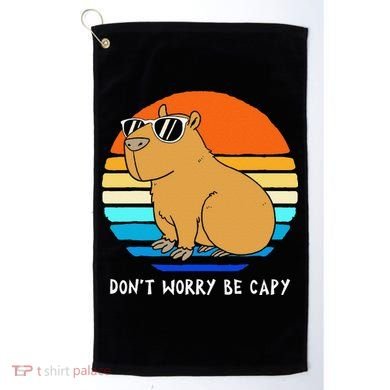 Retro Rodent Funny Capybara Dont Be Worry Be Capy Golf Towel