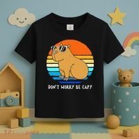 Retro Rodent Funny Capybara Dont Be Worry Be Capy Toddler T-Shirt thumb 3