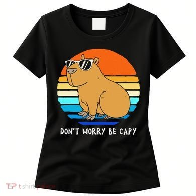 Retro Rodent Funny Capybara Dont Be Worry Be Capy Women's T-Shirt