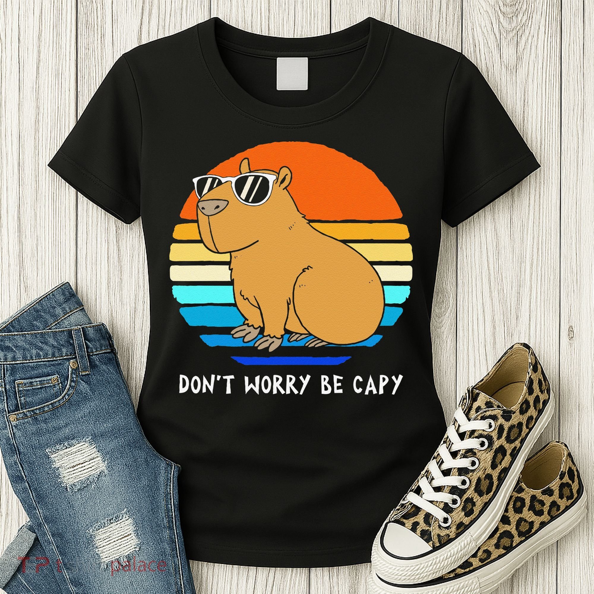 Retro Rodent Funny Capybara Dont Be Worry Be Capy Women's T-Shirt
