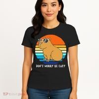 Retro Rodent Funny Capybara Dont Be Worry Be Capy Women's T-Shirt thumb 4