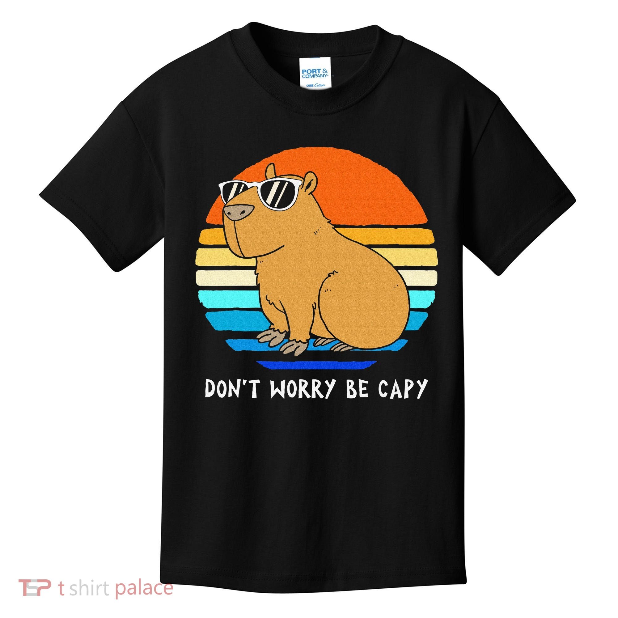 Retro Rodent Funny Capybara Dont Be Worry Be Capy Kids T-Shirt