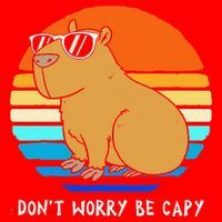 Retro Rodent Funny Capybara Dont Be Worry Be Capy Santa Hat thumb 1