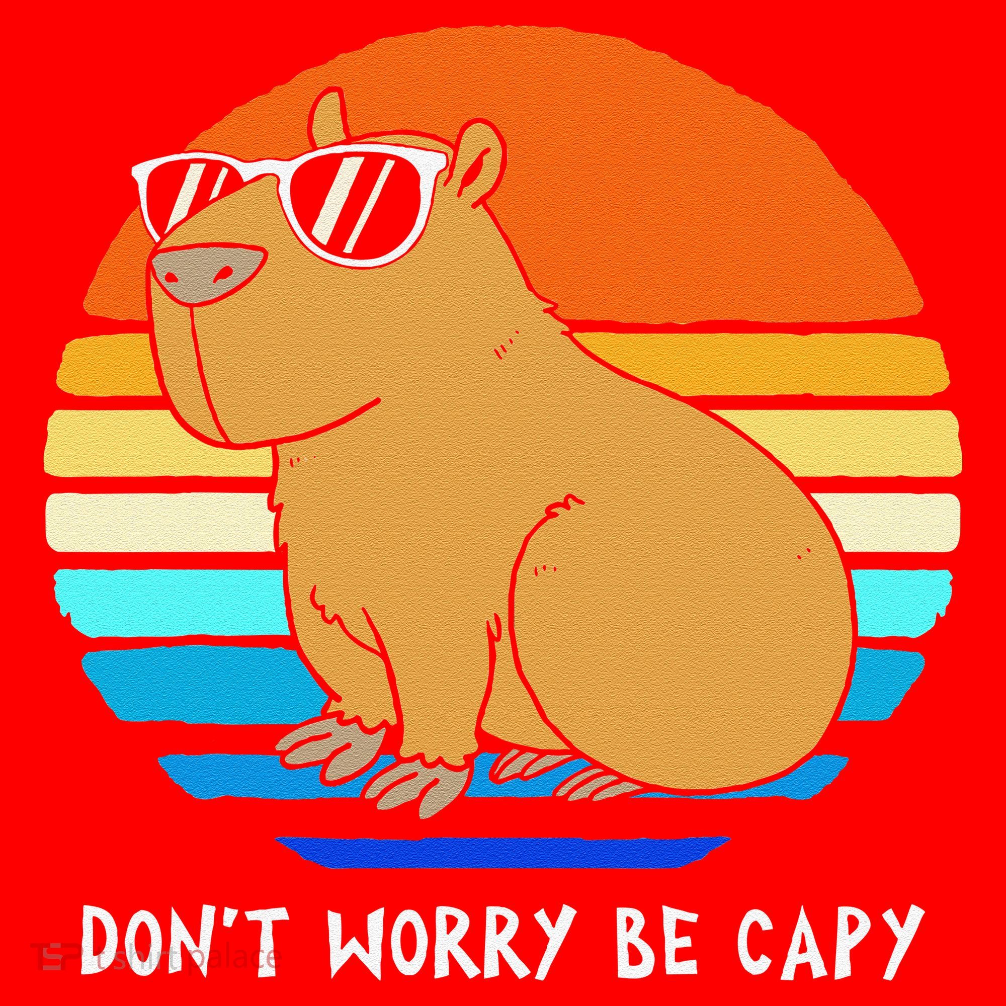 Retro Rodent Funny Capybara Dont Be Worry Be Capy Santa Hat