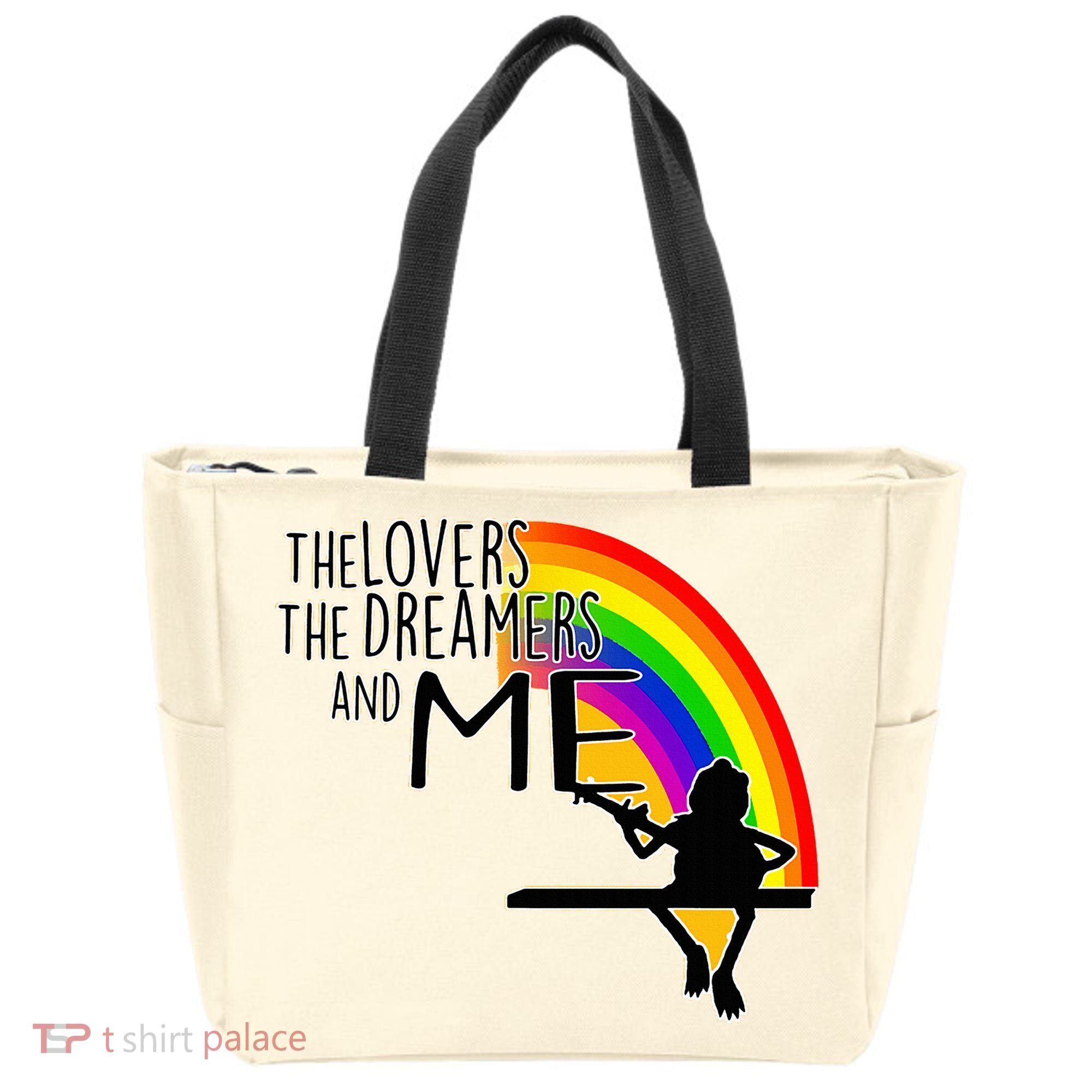 Retro Rainbow Frog Funny Connection The Lovers The Dreamers Tote Bag