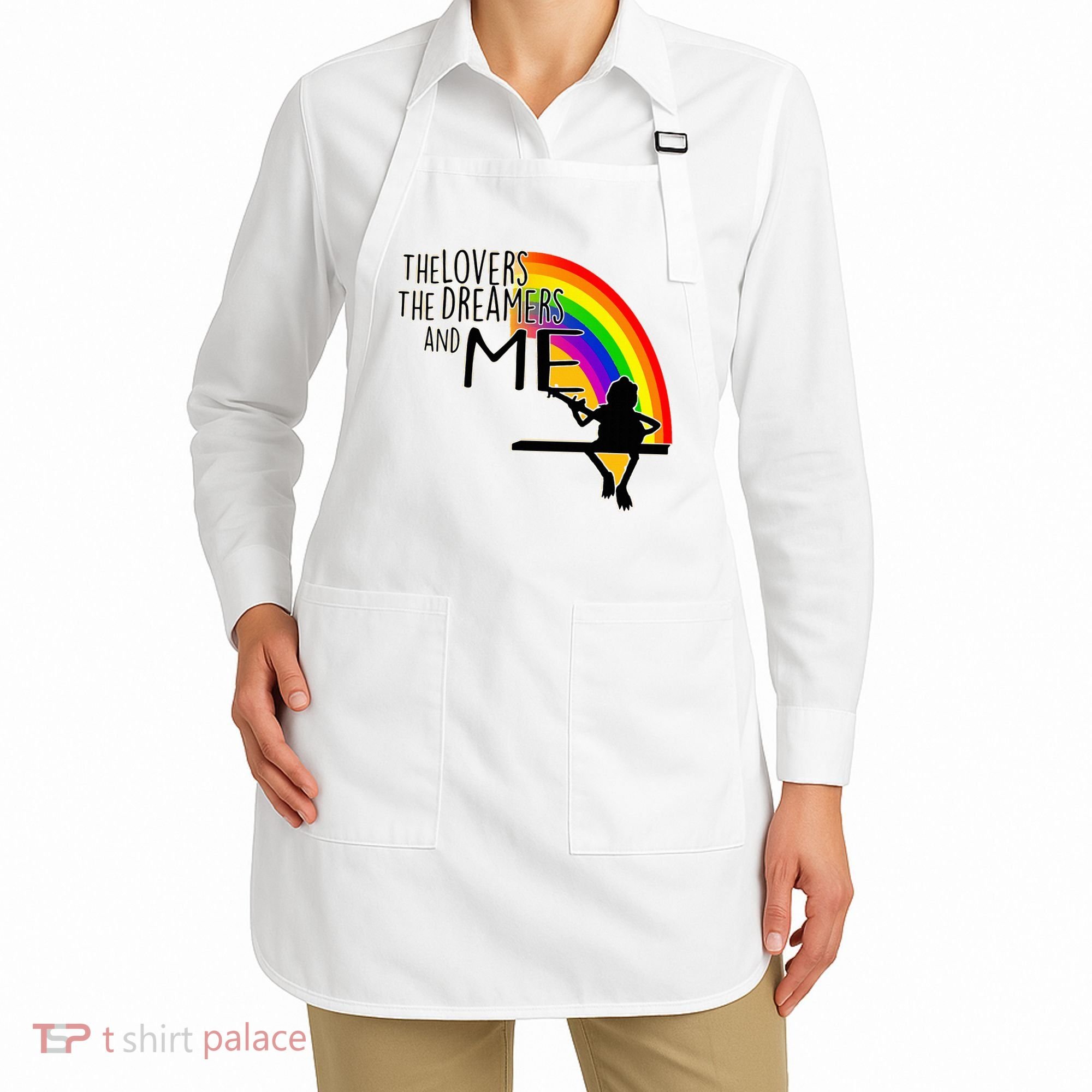 Retro Rainbow Frog Funny Connection The Lovers The Dreamers Apron