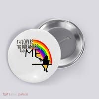 Retro Rainbow Frog Funny Connection The Lovers The Dreamers Button thumb 0