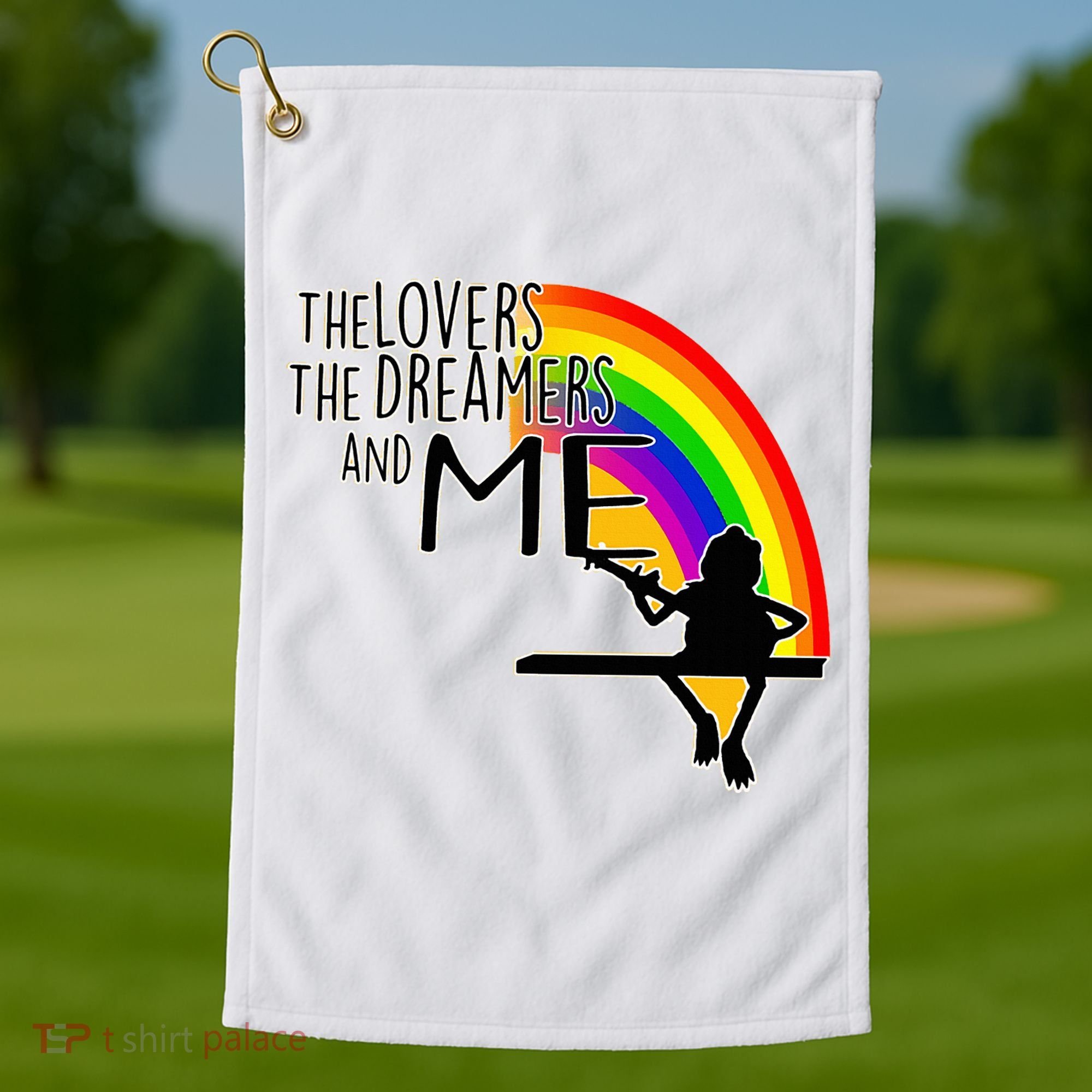 Retro Rainbow Frog Funny Connection The Lovers The Dreamers Golf Towel