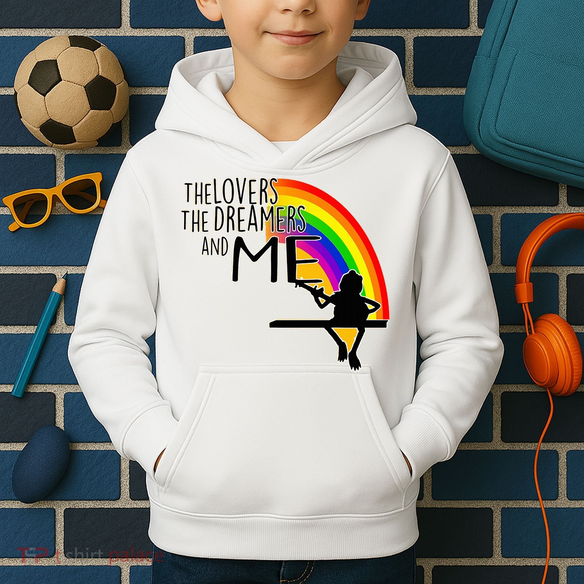 Retro Rainbow Frog Funny Connection The Lovers The Dreamers Kids Hoodie