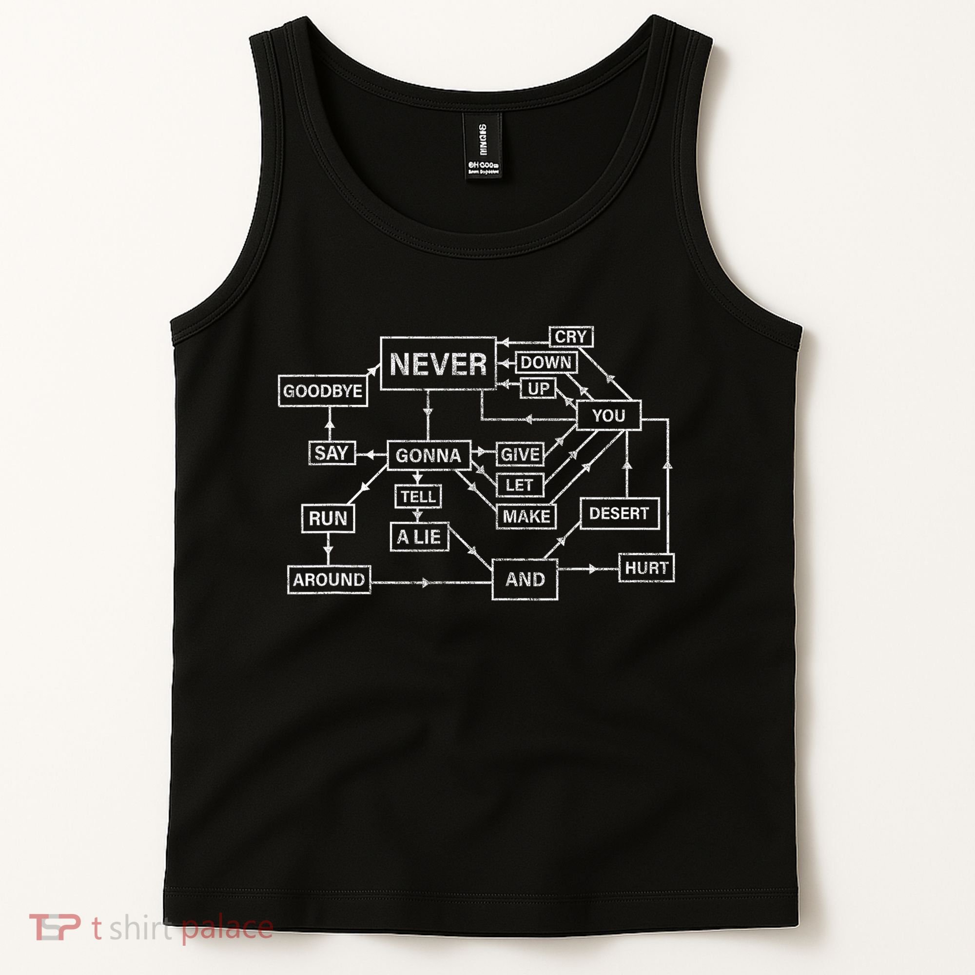 Rick Roll Flowchart Internet Meme Funny 80s Music Nerd Tank Top