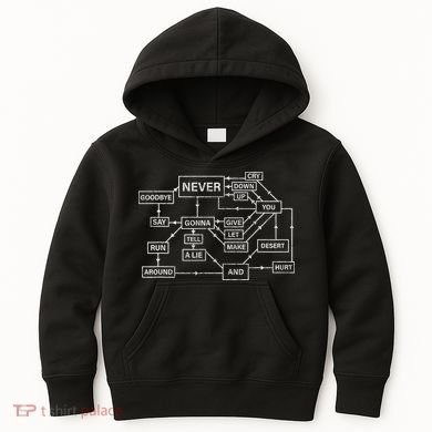 Rick Roll Flowchart Internet Meme Funny 80s Music Nerd Kids Hoodie