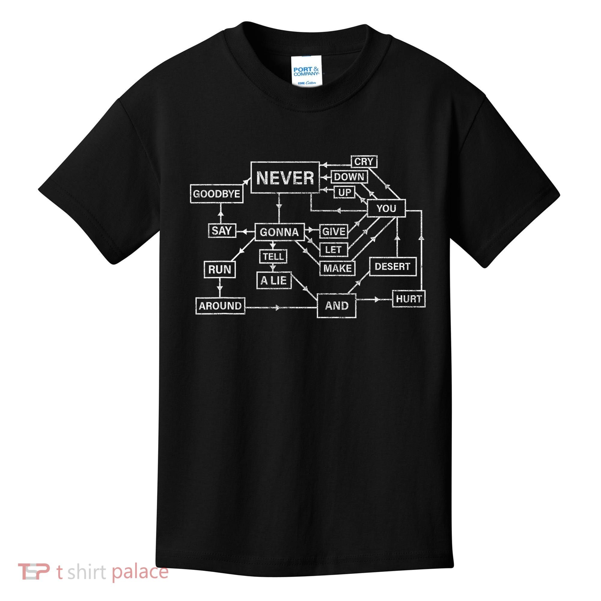 Rick Roll Flowchart Internet Meme Funny 80s Music Nerd Kids T-Shirt