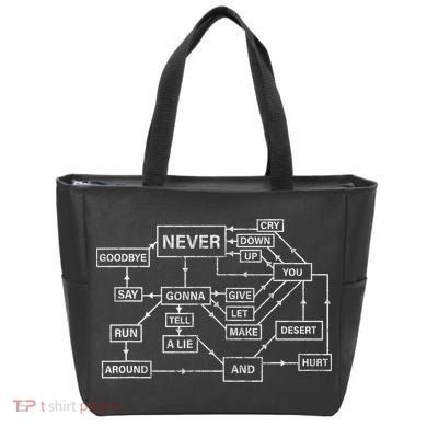Rick Roll Flowchart Internet Meme Funny 80s Music Nerd Tote Bag