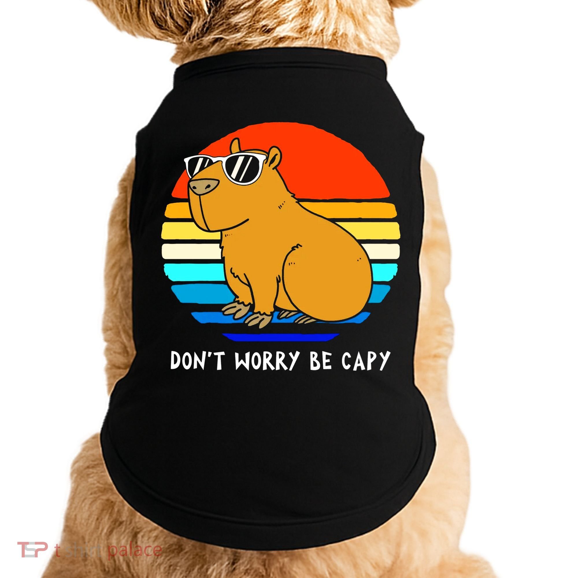 Retro Rodent Funny Capybara Dont Be Worry Be Capy Doggie Tank