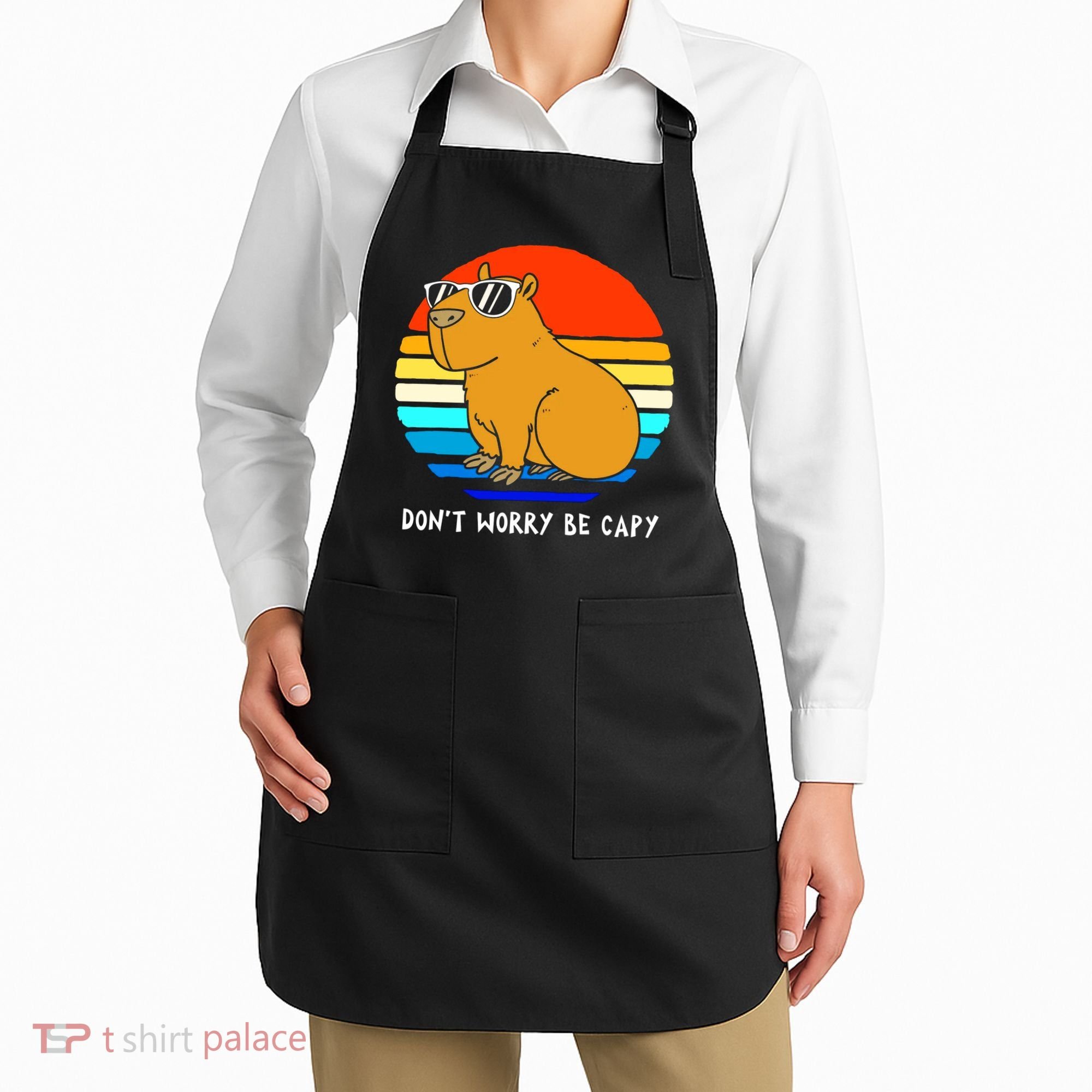 Retro Rodent Funny Capybara Dont Be Worry Be Capy Apron