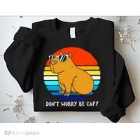 Retro Rodent Funny Capybara Dont Be Worry Be Capy Sweatshirt thumb 2