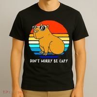 Retro Rodent Funny Capybara Dont Be Worry Be Capy T-Shirt thumb 3
