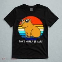 Retro Rodent Funny Capybara Dont Be Worry Be Capy T-Shirt thumb 5