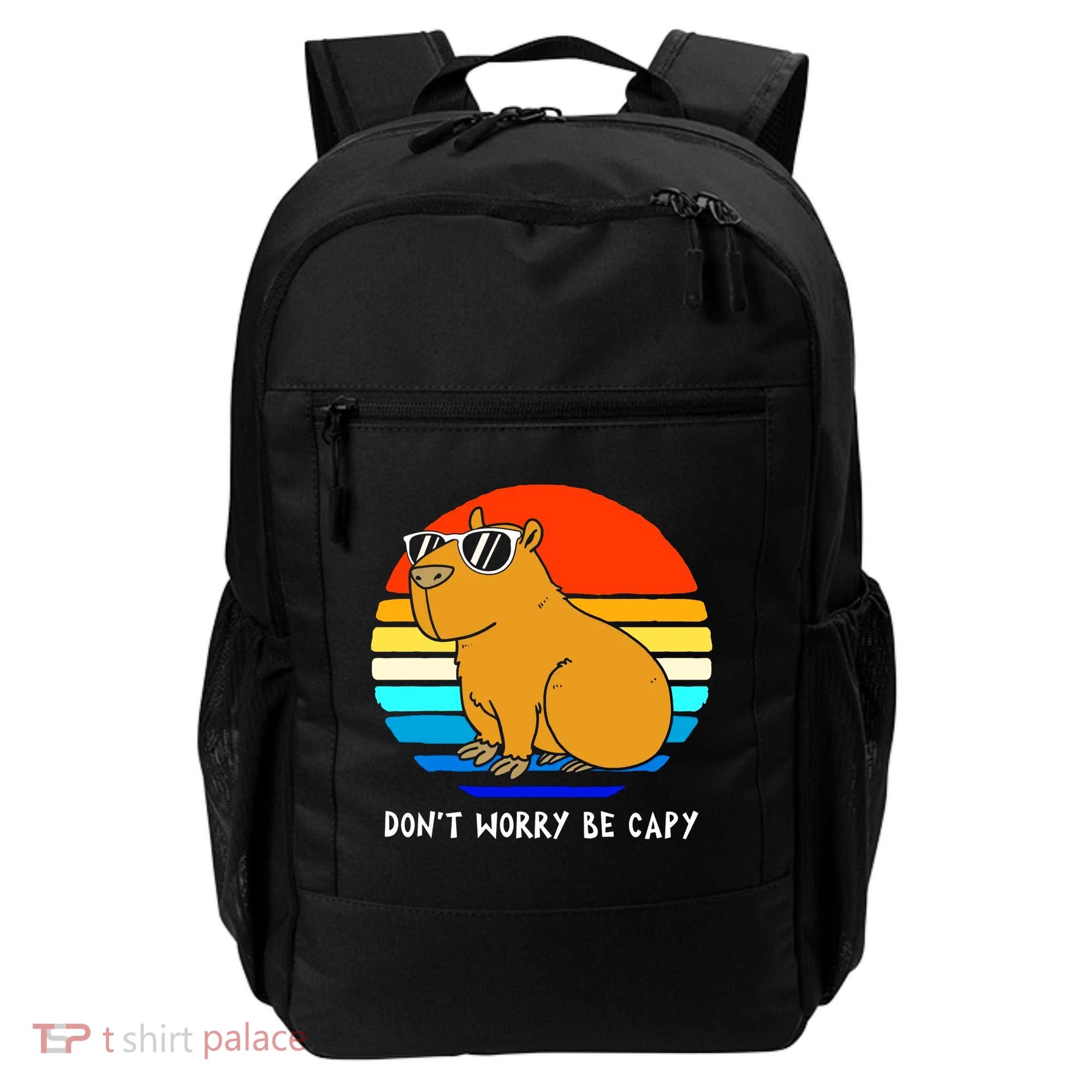Retro Rodent Funny Capybara Dont Be Worry Be Capy Backpack