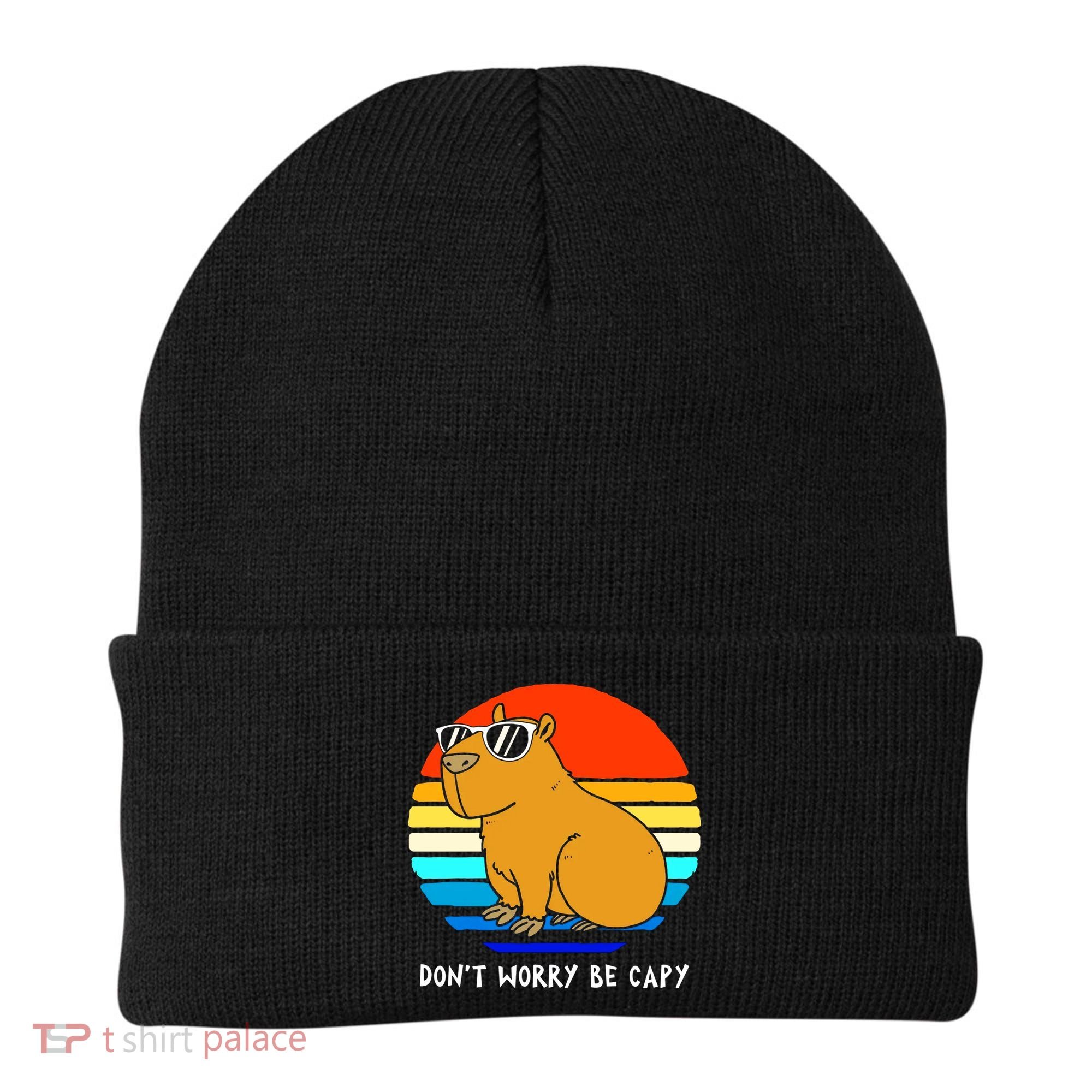 Retro Rodent Funny Capybara Dont Be Worry Be Capy Beanie
