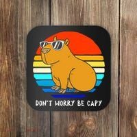 Retro Rodent Funny Capybara Dont Be Worry Be Capy Coaster thumb 0