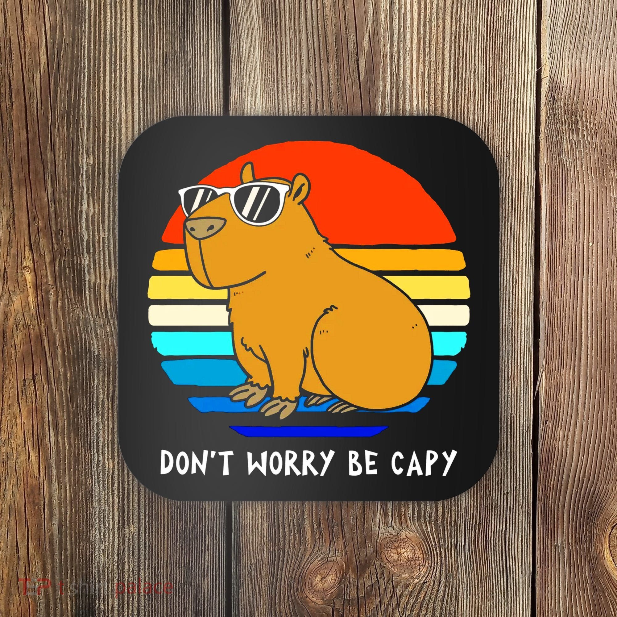 Retro Rodent Funny Capybara Dont Be Worry Be Capy Coaster