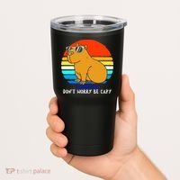 Retro Rodent Funny Capybara Dont Be Worry Be Capy Tumbler thumb 2