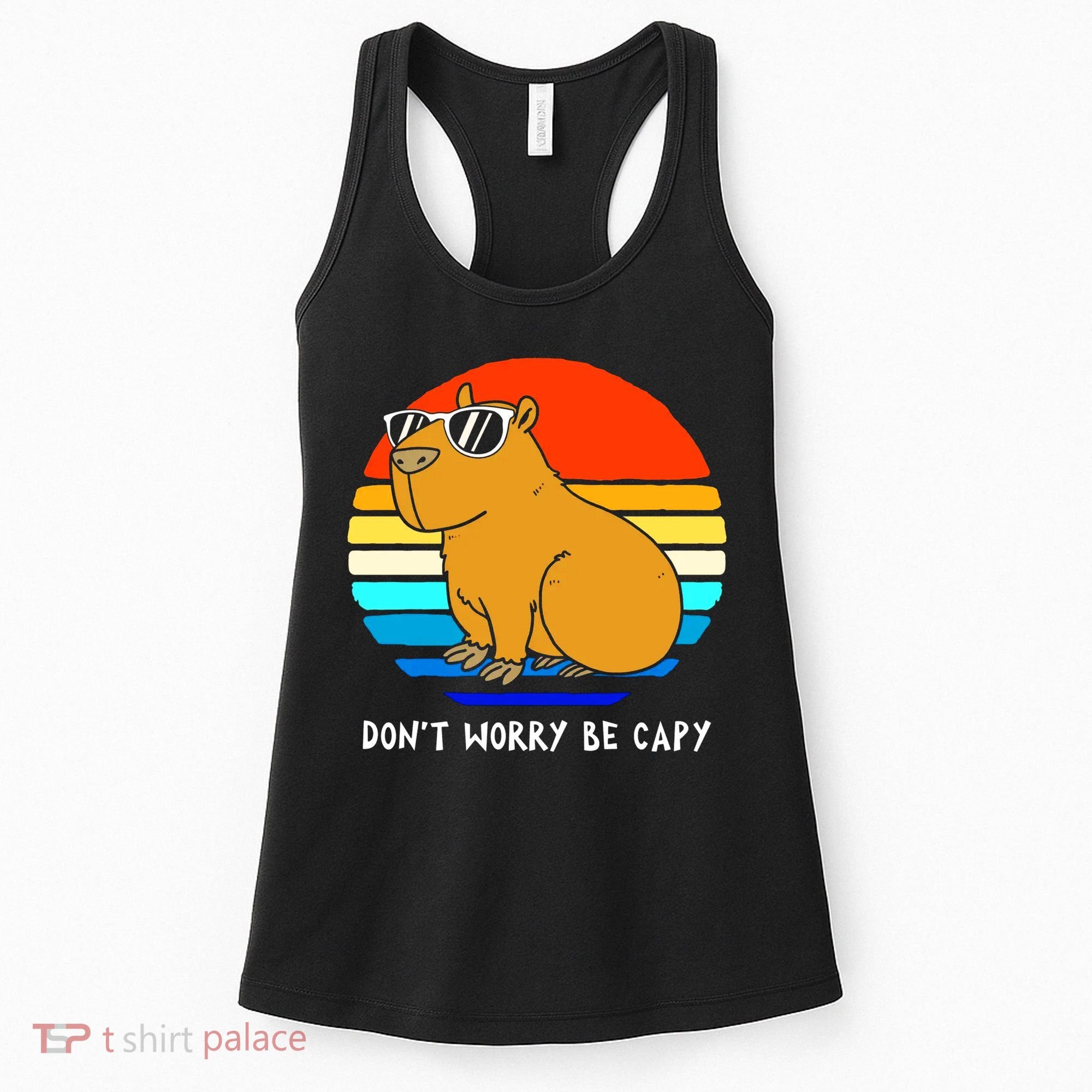 Retro Rodent Funny Capybara Dont Be Worry Be Capy Women's Tank Top