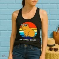 Retro Rodent Funny Capybara Dont Be Worry Be Capy Women's Tank Top thumb 2