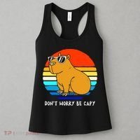 Retro Rodent Funny Capybara Dont Be Worry Be Capy Women's Tank Top thumb 3
