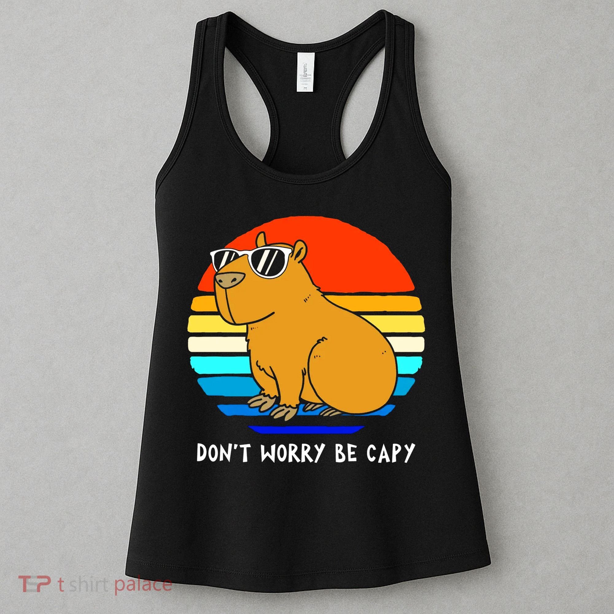 Retro Rodent Funny Capybara Dont Be Worry Be Capy Women's Tank Top